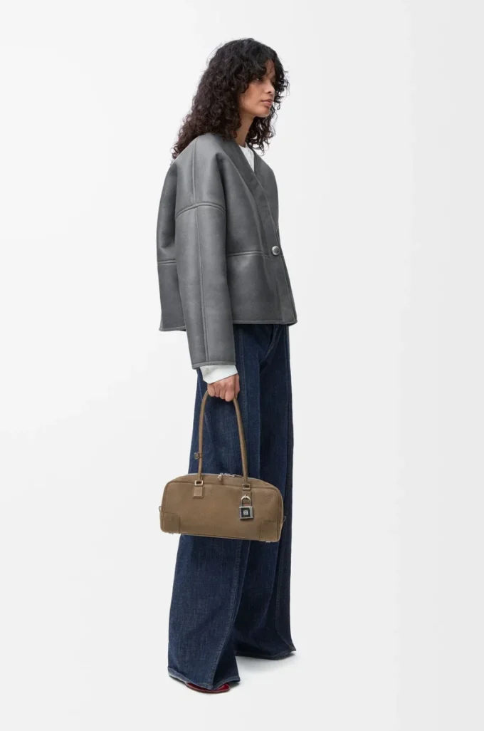 Shearling kumaştan Pebble hırka Açık Gri