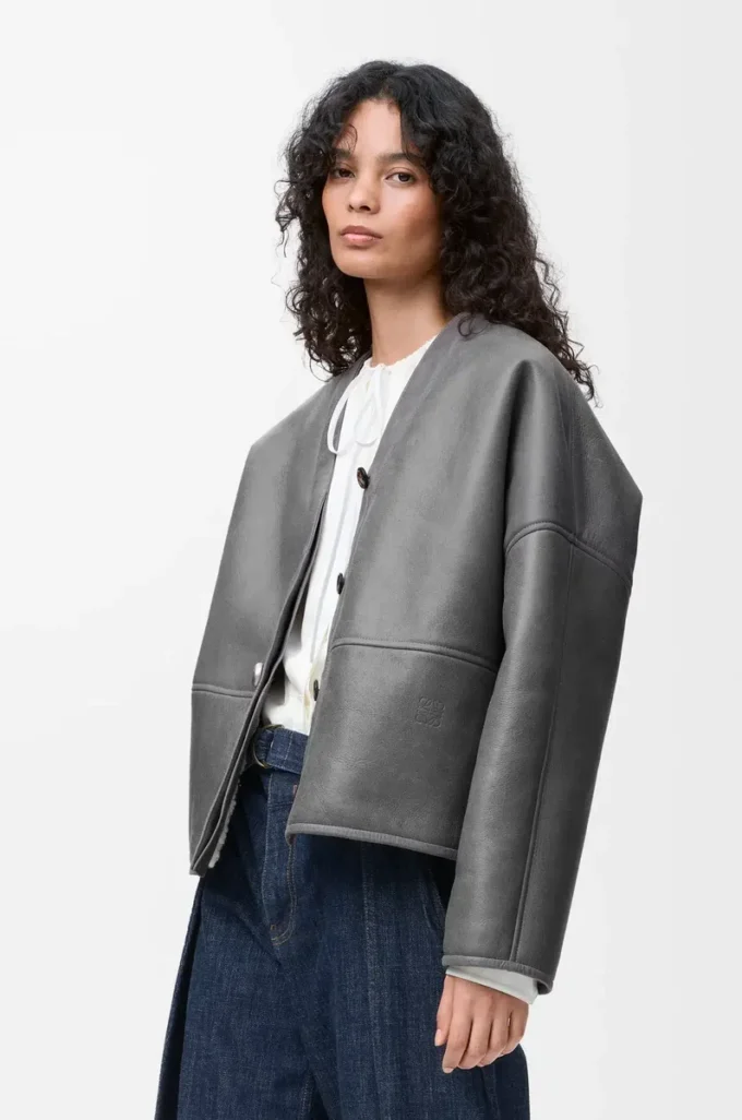 Shearling kumaştan Pebble hırka Açık Gri