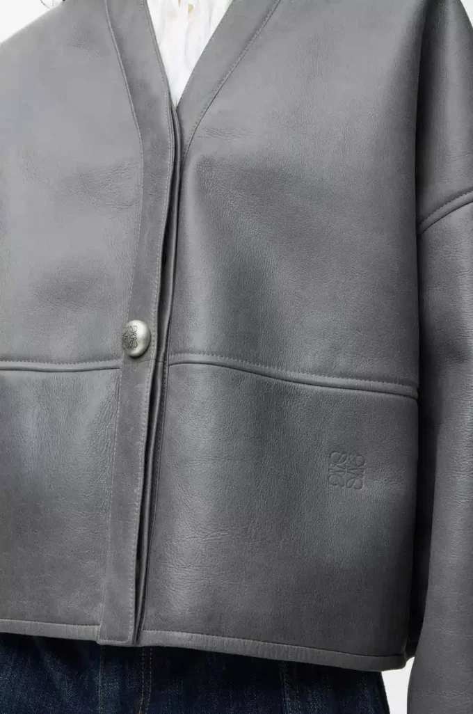 Shearling kumaştan Pebble hırka Açık Gri