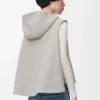 Shearling Light Grey Melange kapüşonlu yelek