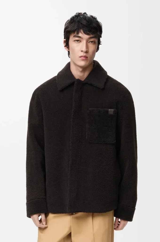 Shearling Overshirt Koyu Kahverengi/Koyu Kahverengi