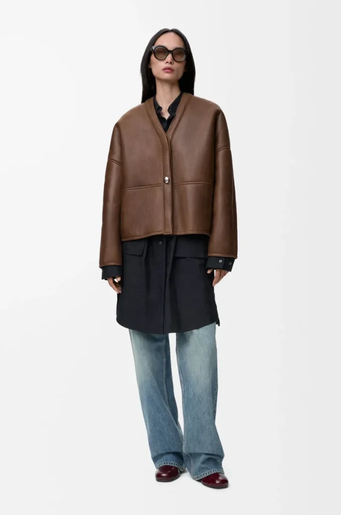 Shearling Pebble hırka Haki Kahverengi