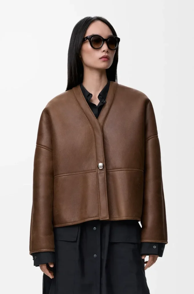 Shearling Pebble hırka Haki Kahverengi