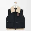 Shearling ve pamuk karışımı şişme yelek Siyah