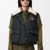 Shearling ve pamuk karışımı şişme yelek Siyah
