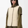 Shearling ve pamuk karışımı şişme yelek Siyah