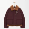 Shearling ve pamuk karışımı puffer ceket, bordo