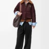 Shearling ve pamuk karışımı puffer ceket, bordo
