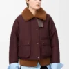 Shearling ve pamuk karışımı puffer ceket, bordo