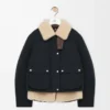 Shearling ve pamuk karışımı puffer ceket Siyah