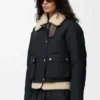 Shearling ve pamuk karışımı puffer ceket Siyah