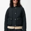 Shearling ve pamuk karışımı puffer ceket Siyah