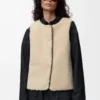 Shearling ve pamuk karışımı puffer ceket Siyah