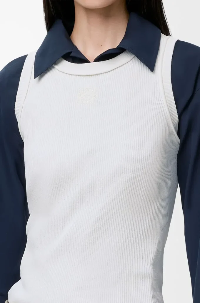Streç viskondan yapılmış Anagram tank top Beyaz