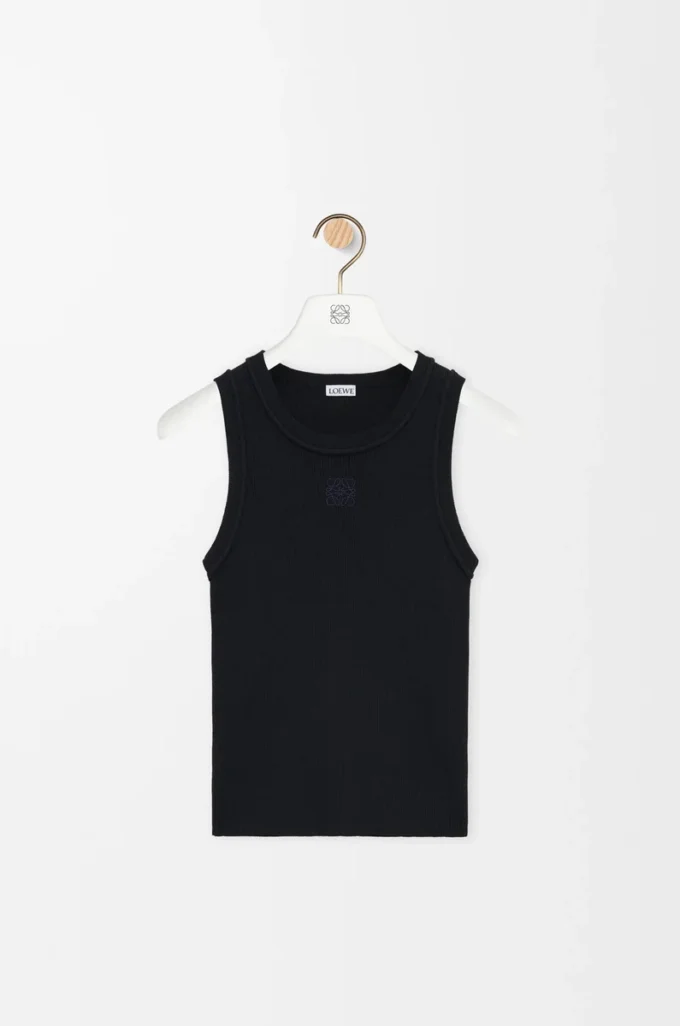Streç viskondan yapılmış Anagram tank top Siyah