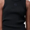 Streç viskondan yapılmış Anagram tank top Siyah