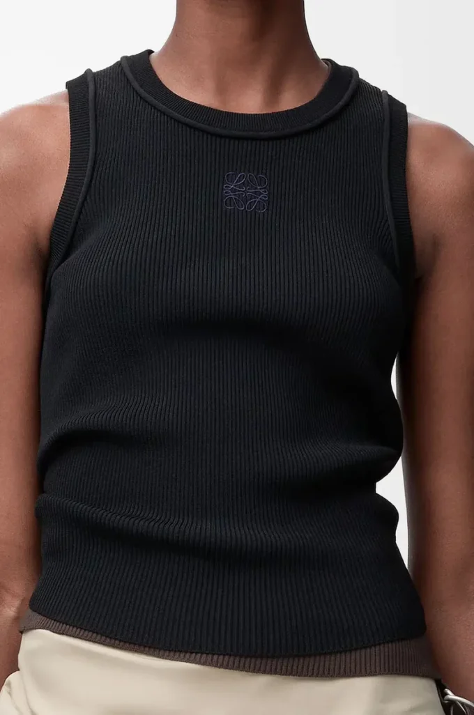 Streç viskondan yapılmış Anagram tank top Siyah