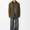 Teknik kabuklu dolgulu overshirt Haki Yeşili