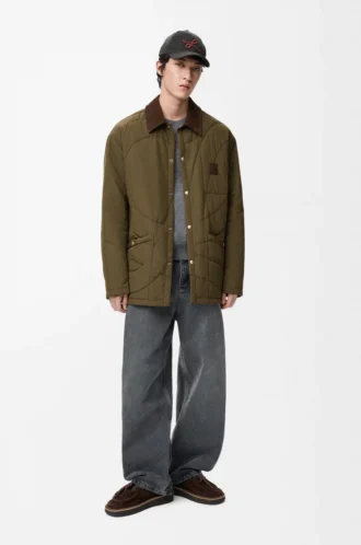 Teknik kabuklu dolgulu overshirt Haki Yeşili
