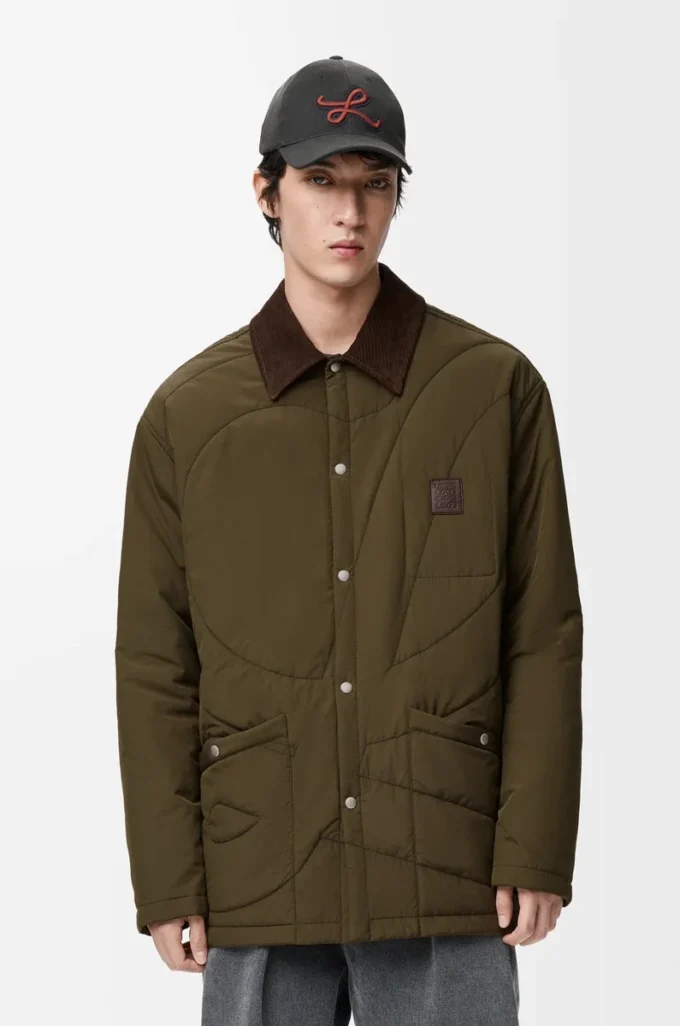 Teknik kabuklu dolgulu overshirt Haki Yeşili