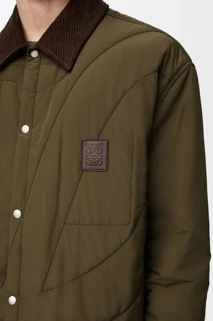 Teknik kabuklu dolgulu overshirt Haki Yeşili