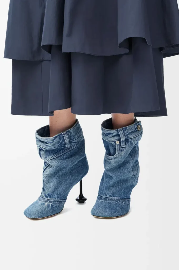 Toy Panta ayak bileği botu, yıkanmış denim Yıkanmış Denim