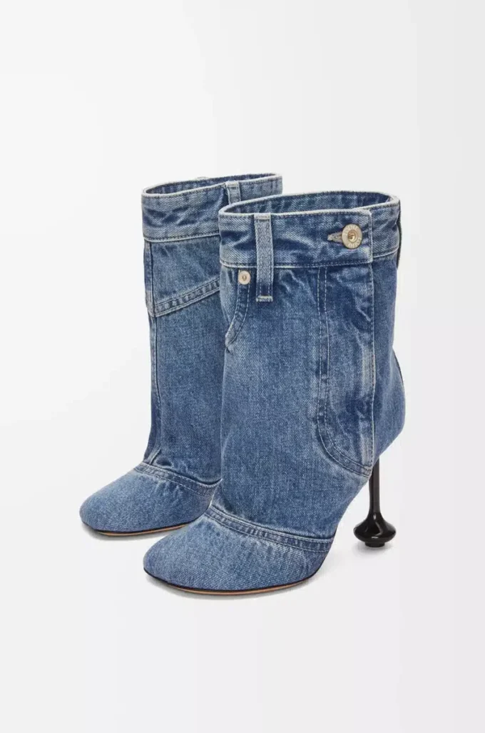 Toy Panta ayak bileği botu, yıkanmış denim Yıkanmış Denim