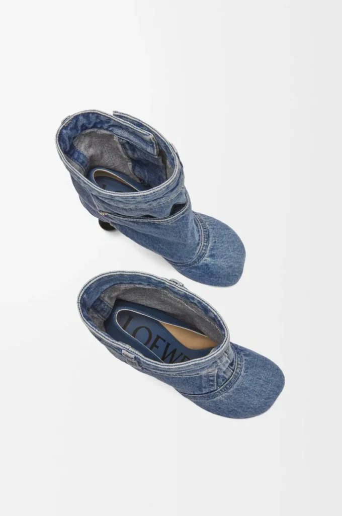 Toy Panta ayak bileği botu, yıkanmış denim Yıkanmış Denim