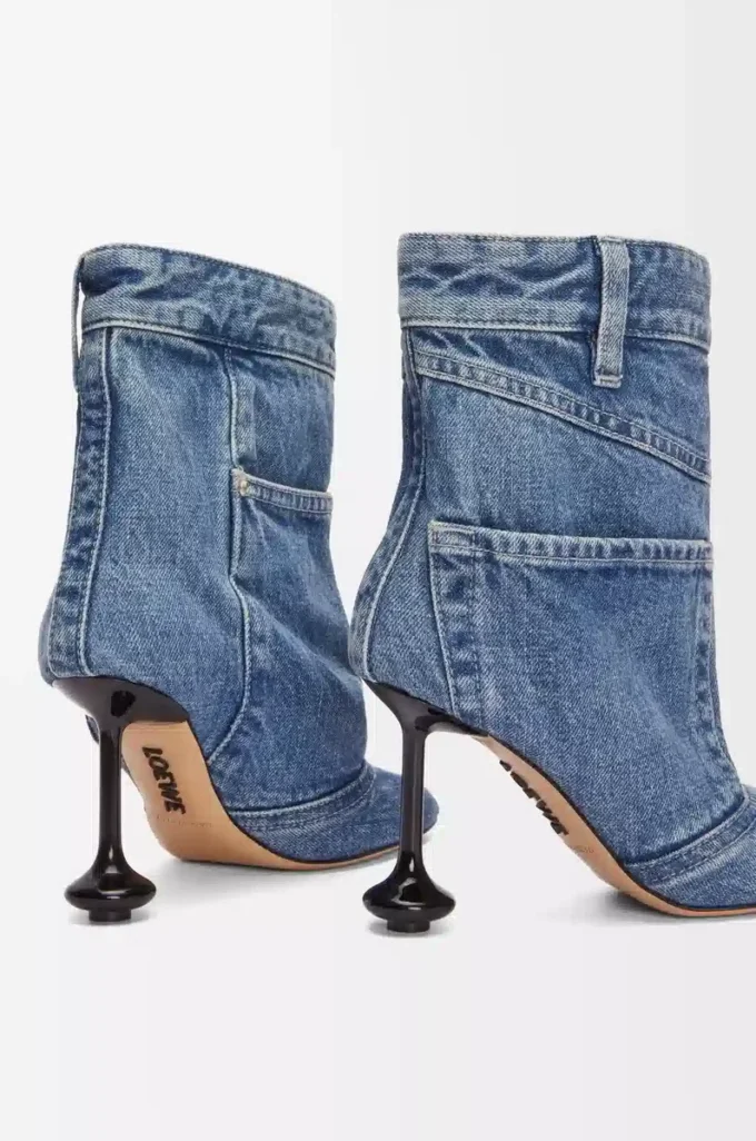 Toy Panta ayak bileği botu, yıkanmış denim Yıkanmış Denim
