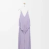Viskon drape elbise Leylak rengi