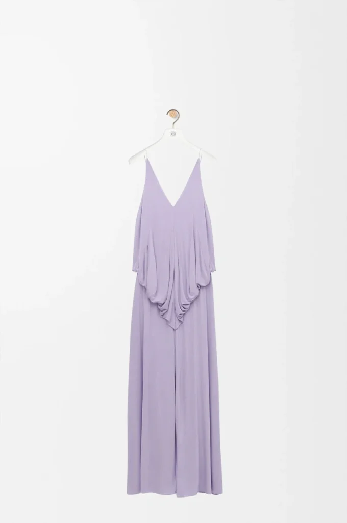 Viskon drape elbise Leylak rengi