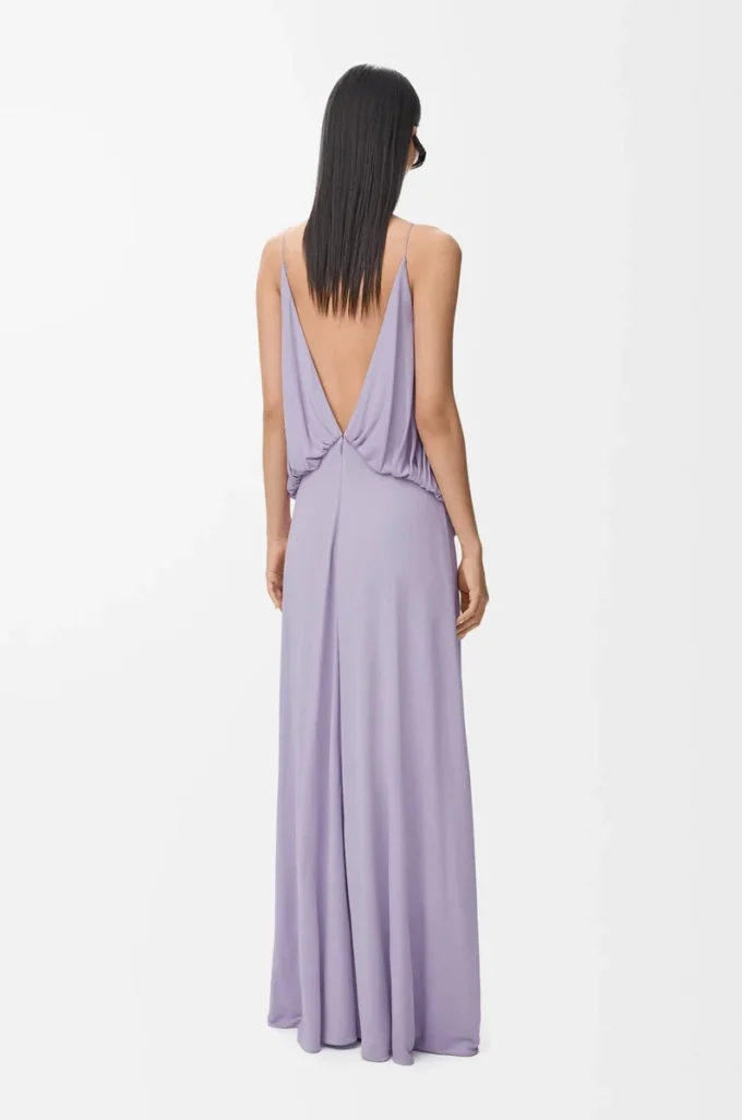 Viskon drape elbise Leylak rengi