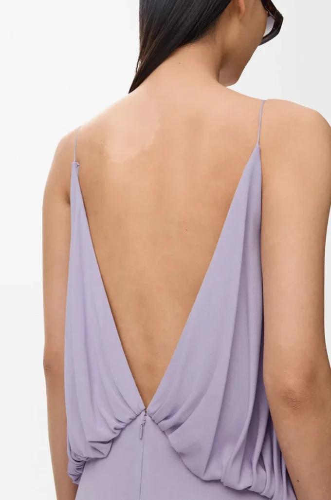 Viskon drape elbise Leylak rengi