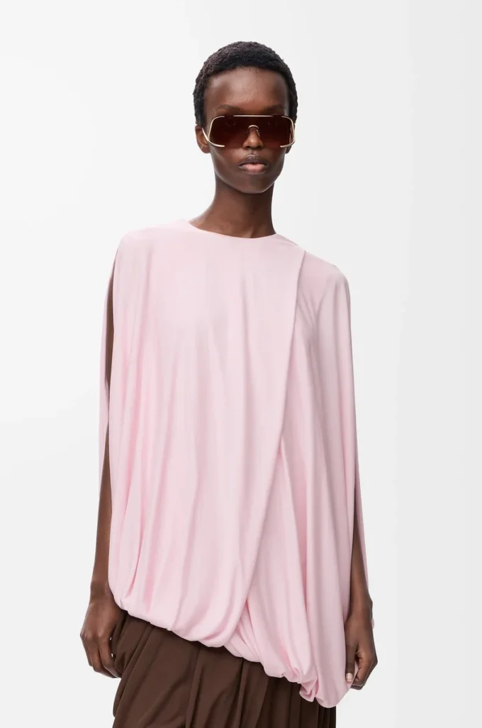 Viskon drape üst Pembe