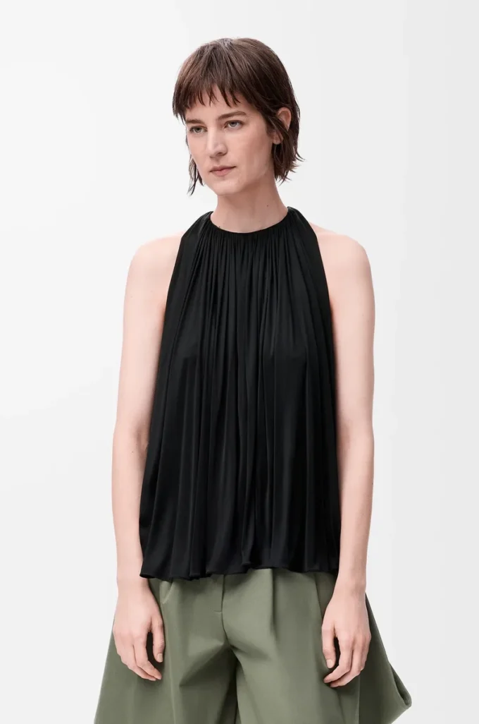 Viskon halter üst Siyah