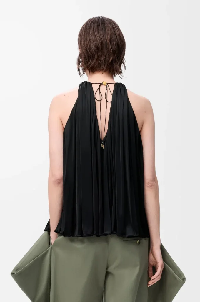 Viskon halter üst Siyah