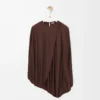 Viskon kahverengi drape üst