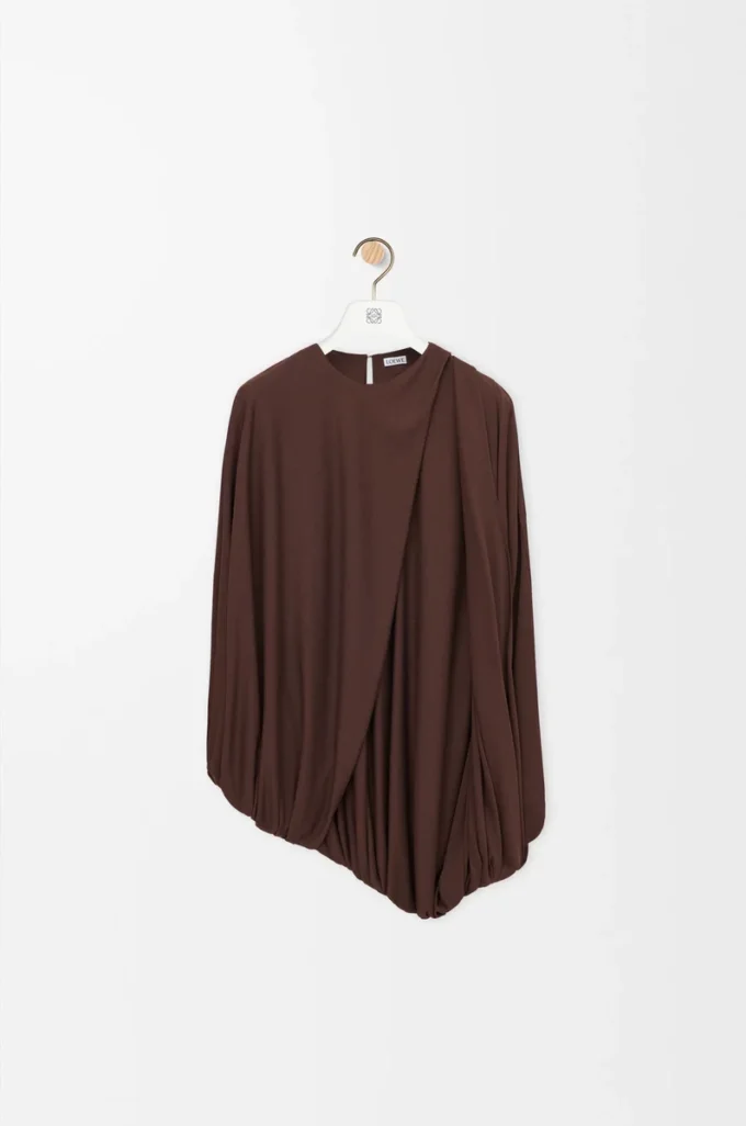 Viskon kahverengi drape üst
