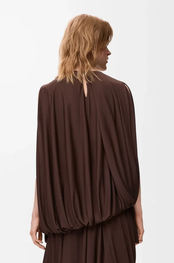 Viskon kahverengi drape üst