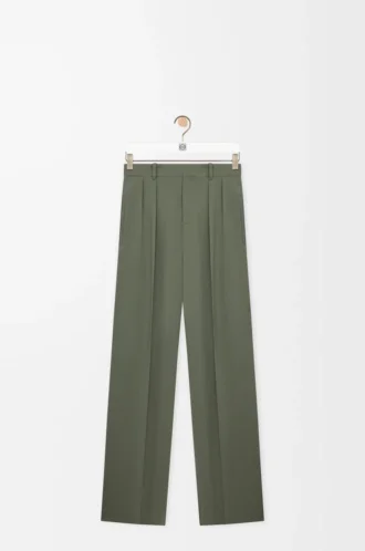 Viskon karışımlı haki yeşili pantolon