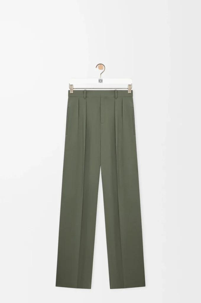 Viskon karışımlı haki yeşili pantolon