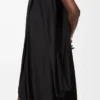 Viskon siyah drape elbise