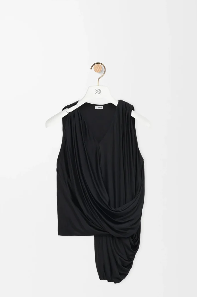 Viskon siyah drape üst