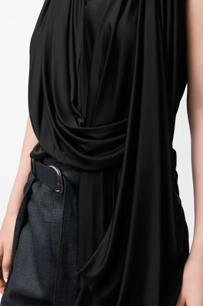 Viskon siyah drape üst