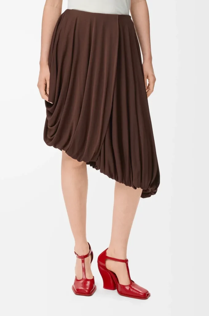 Viskondan drape etek Kahve