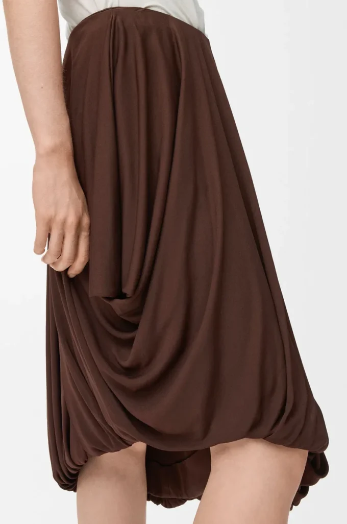Viskondan drape etek Kahve