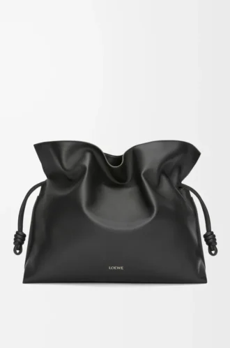 XL Flamenco nappa dana derisinden yapılmış clutch Siyah