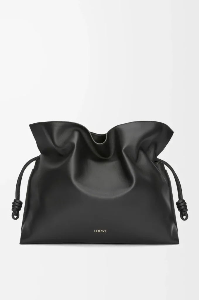 XL Flamenco nappa dana derisinden yapılmış clutch Siyah