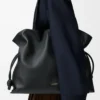 XL Flamenco nappa dana derisinden yapılmış clutch Siyah
