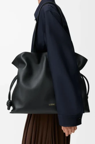 XL Flamenco nappa dana derisinden yapılmış clutch Siyah